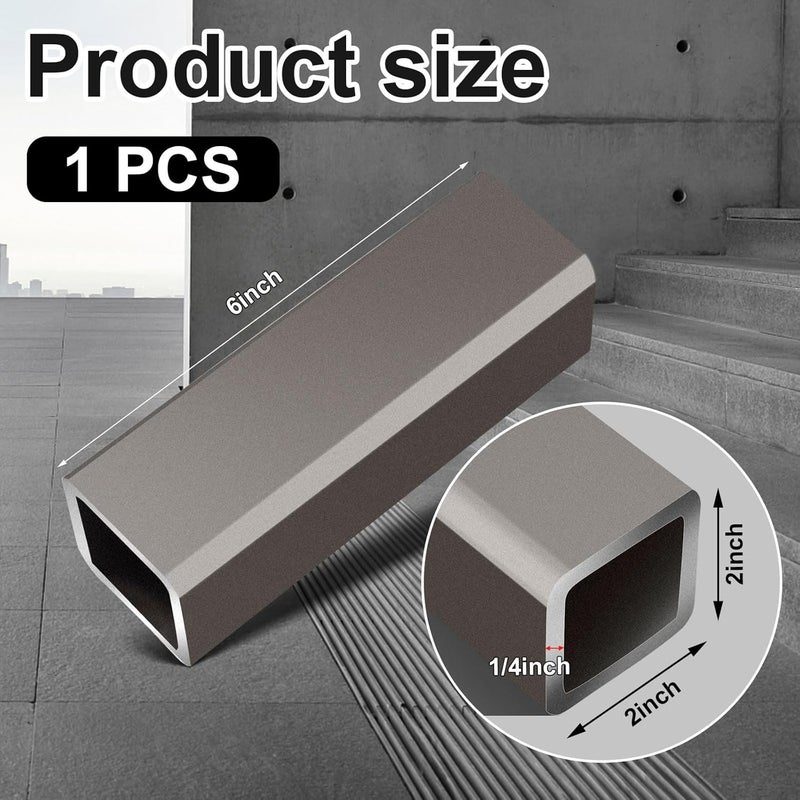 Zonon Square Hot Rolled Steel Tube, 2" x 2", 1/4" Wall Thickness, 6" Length Steel Square Tubing for Industrial Accessories - Image 2